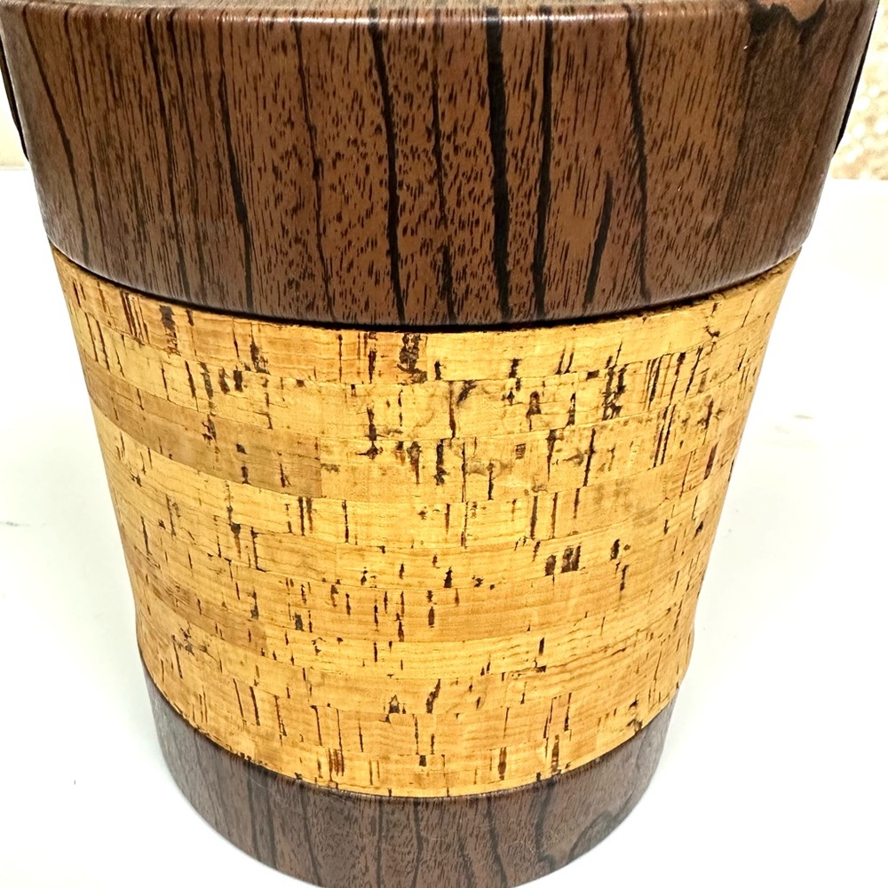 MCM 1970's Vintage Bar Ice Bucket Cork / Vinyl Brown - Picture 2 of 6